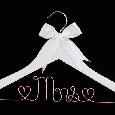 Mrs Wedding Dress Hanger - White with Rose Gold Wire