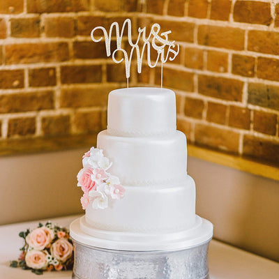 Mr & Mrs Cursive Cake Topper - Gold