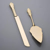 Wedding Cake Knife & Server Set - Engravable Elegant Light Gold