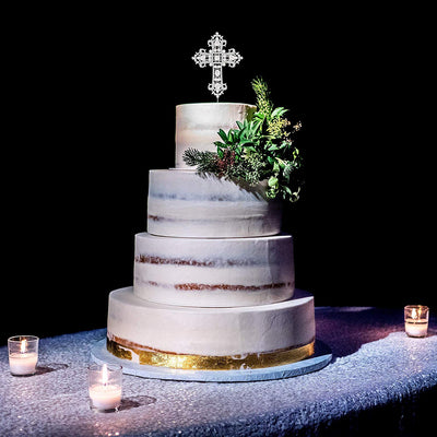 Cross Cake Topper - Elegant Silver