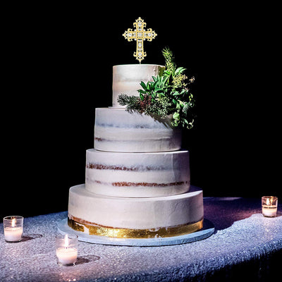 Cross Cake Topper - Elegant Gold