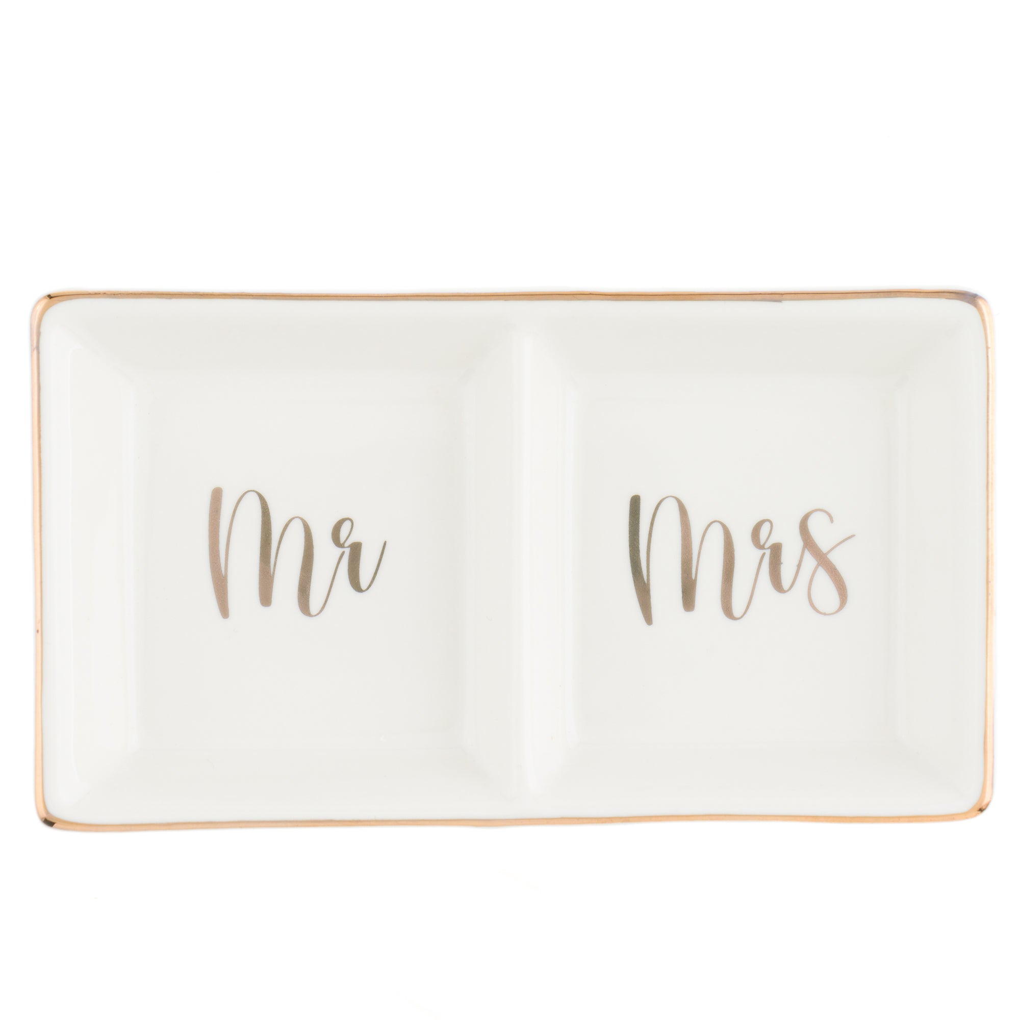 Mr & Mrs Ceramic Ring Dish - Gold