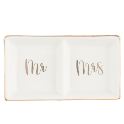 Mr & Mrs Ceramic Ring Dish - Gold