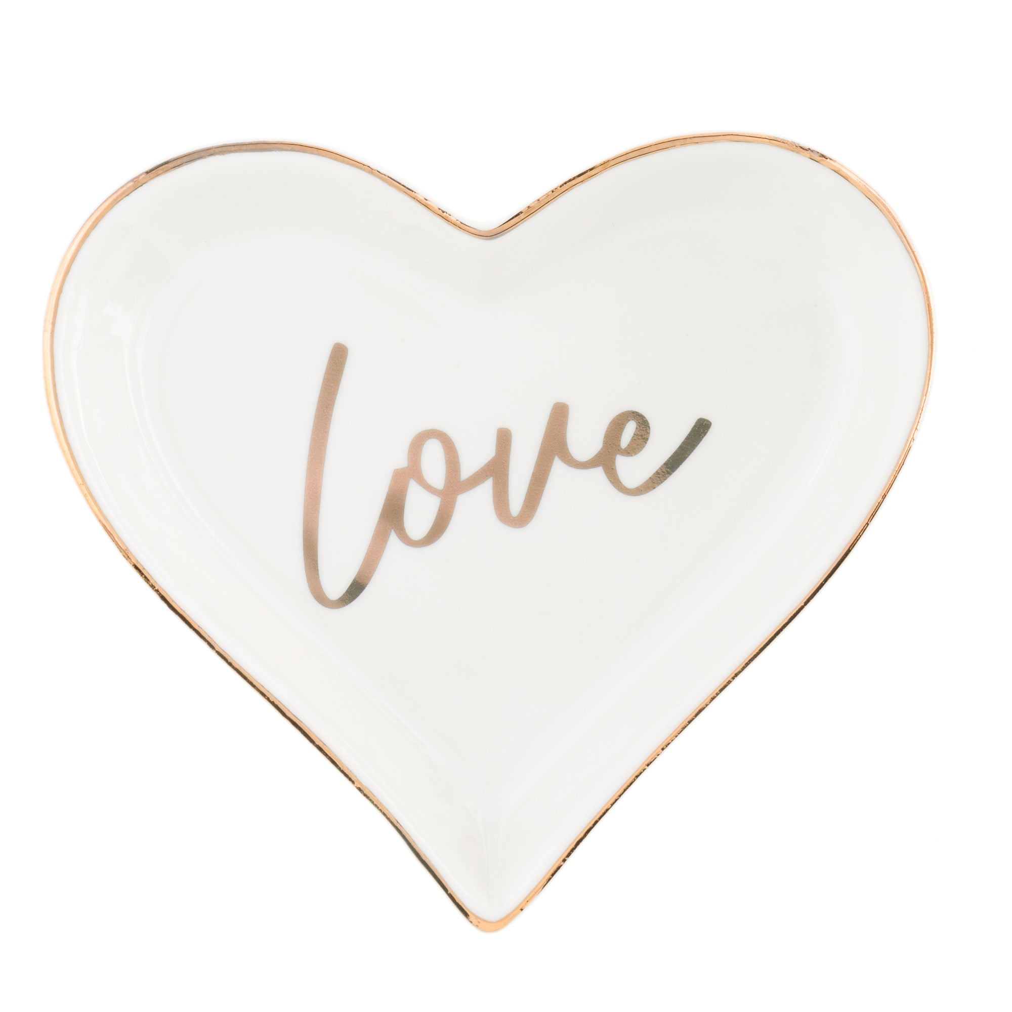 Love Ceramic Ring Dish - Heart Gold