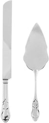 Wedding Cake Knife & Server Set - Engravable Elegant Silver