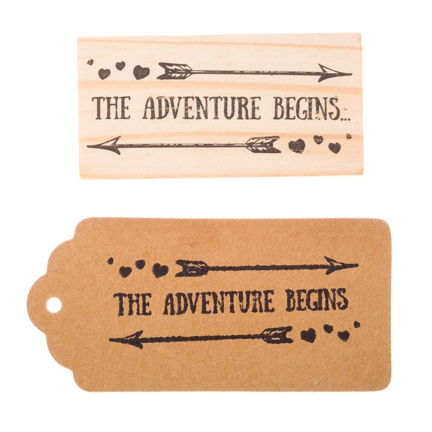 Wooden Rubber Stamp - The Adventure Begins