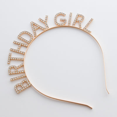 Birthday Girl Headband - Gold Rhinestone