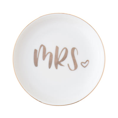 Mrs Ceramic Ring Dish - Gold Round