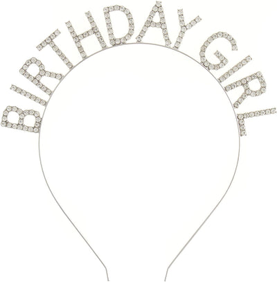 Birthday Girl Headband - Silver Rhinestone