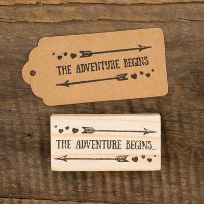 Wooden Rubber Stamp - The Adventure Begins
